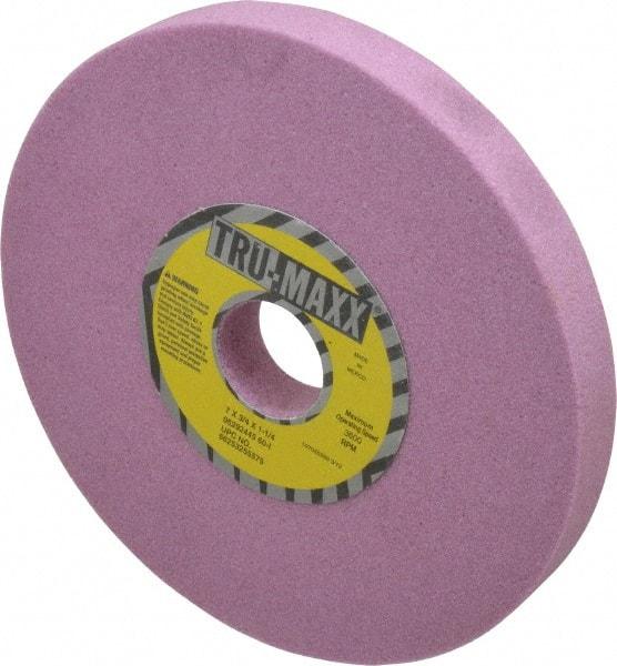 Tru-Maxx - 7" Diam x 1-1/4" Hole x 3/4" Thick, I Hardness, 60 Grit Surface Grinding Wheel - Aluminum Oxide, Type 1, Medium Grade, 3,600 Max RPM, Vitrified Bond, No Recess - Exact Industrial Supply