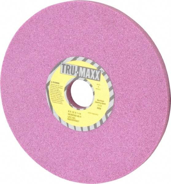 Tru-Maxx - 8" Diam x 1-1/4" Hole x 1/2" Thick, H Hardness, 46 Grit Surface Grinding Wheel - Aluminum Oxide, Type 1, Coarse Grade, 3,105 Max RPM, Vitrified Bond, No Recess - Exact Industrial Supply