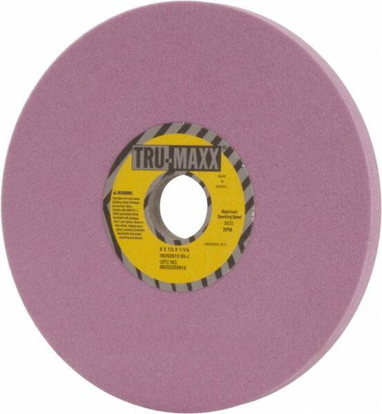 Tru-Maxx - 8" Diam x 1-1/4" Hole x 1/2" Thick, J Hardness, 80 Grit Surface Grinding Wheel - Aluminum Oxide, Type 1, Medium Grade, 3,600 Max RPM, Vitrified Bond, No Recess - Exact Industrial Supply