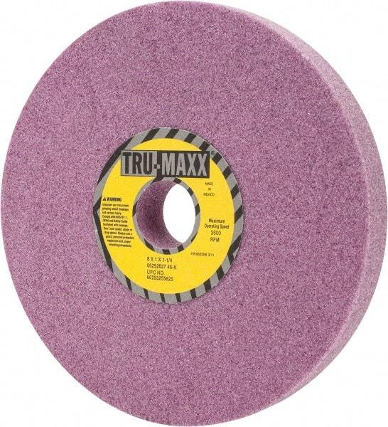 Tru-Maxx - 8" Diam x 1-1/4" Hole x 1" Thick, K Hardness, 46 Grit Surface Grinding Wheel - Aluminum Oxide, Type 1, Coarse Grade, 3,600 Max RPM, Vitrified Bond, No Recess - Exact Industrial Supply