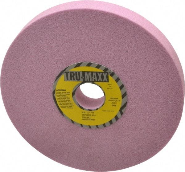 Tru-Maxx - 8" Diam x 1-1/4" Hole x 1" Thick, I Hardness, 60 Grit Surface Grinding Wheel - Aluminum Oxide, Type 1, Medium Grade, 3,600 Max RPM, Vitrified Bond, No Recess - Exact Industrial Supply