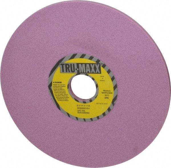Tru-Maxx - 8" Diam x 1-1/4" Hole x 1/4" Thick, I Hardness, 60 Grit Surface Grinding Wheel - Aluminum Oxide, Type 1, Medium Grade, 3,600 Max RPM, Vitrified Bond, No Recess - Exact Industrial Supply