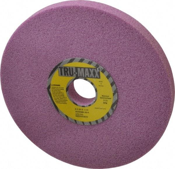 Tru-Maxx - 8" Diam x 1-1/4" Hole x 3/4" Thick, H Hardness, 46 Grit Surface Grinding Wheel - Aluminum Oxide, Type 1, Coarse Grade, 3,105 Max RPM, Vitrified Bond, No Recess - Exact Industrial Supply