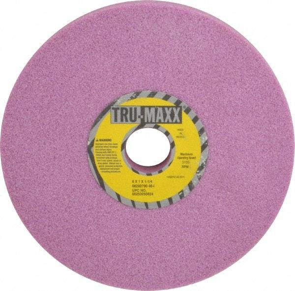 Tru-Maxx - 8" Diam x 1-1/4" Hole x 1" Thick, I Hardness, 46 Grit Surface Grinding Wheel - Aluminum Oxide, Type 1, Coarse Grade, 3,105 Max RPM, Vitrified Bond, No Recess - Exact Industrial Supply