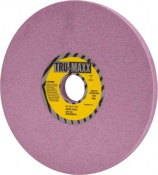 Tru-Maxx - 8" Diam x 1-1/4" Hole x 1/2" Thick, I Hardness, 60 Grit Surface Grinding Wheel - Aluminum Oxide, Type 1, Medium Grade, 3,600 Max RPM, Vitrified Bond, No Recess - Exact Industrial Supply