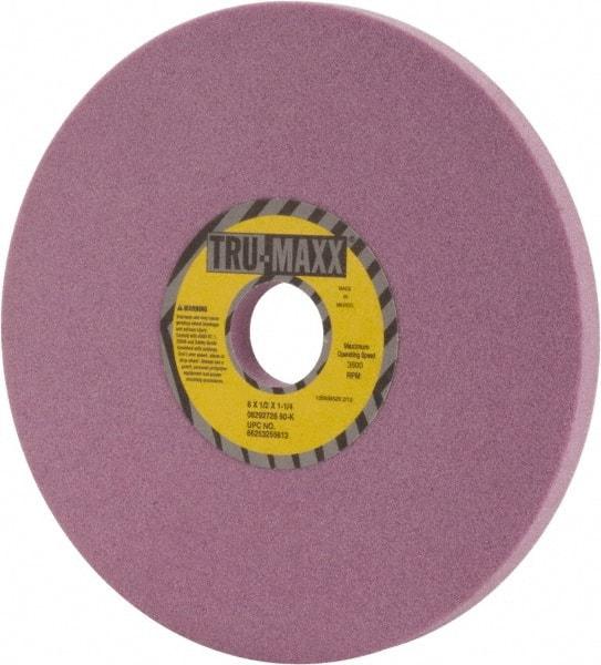 Tru-Maxx - 8" Diam x 1-1/4" Hole x 1/2" Thick, K Hardness, 60 Grit Surface Grinding Wheel - Aluminum Oxide, Type 1, Medium Grade, 3,600 Max RPM, Vitrified Bond, No Recess - Exact Industrial Supply