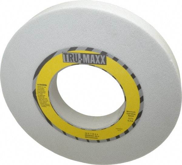 Tru-Maxx - 12" Diam x 5" Hole x 1-1/2" Thick, H Hardness, 46 Grit Surface Grinding Wheel - Aluminum Oxide, Type 1, Coarse Grade, 2,070 Max RPM, Vitrified Bond, No Recess - Exact Industrial Supply