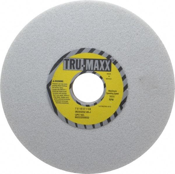 Tru-Maxx - 7" Diam x 1-1/4" Hole x 1/2" Thick, J Hardness, 46 Grit Surface Grinding Wheel - Aluminum Oxide, Type 1, Coarse Grade, 3,600 Max RPM, Vitrified Bond, No Recess - Exact Industrial Supply