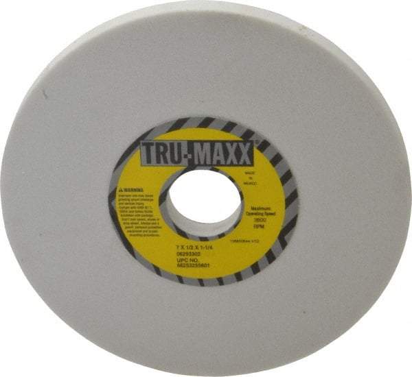 Tru-Maxx - 7" Diam x 1-1/4" Hole x 1/2" Thick, I Hardness, 80 Grit Surface Grinding Wheel - Aluminum Oxide, Type 1, Medium Grade, 3,600 Max RPM, Vitrified Bond, No Recess - Exact Industrial Supply