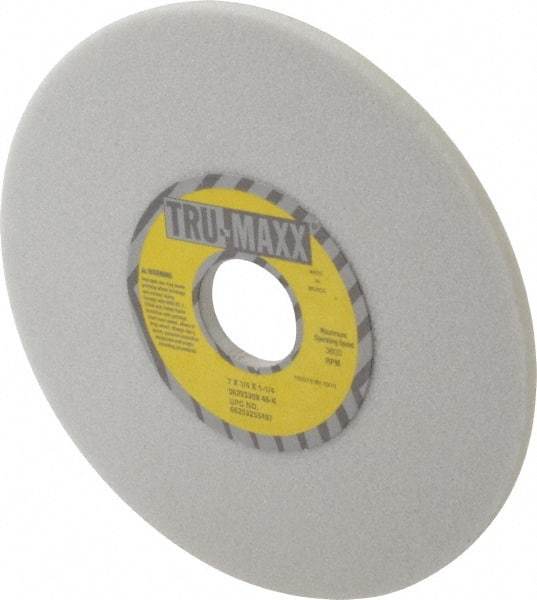 Tru-Maxx - 7" Diam x 1-1/4" Hole x 1/4" Thick, K Hardness, 46 Grit Surface Grinding Wheel - Aluminum Oxide, Type 1, Coarse Grade, 3,600 Max RPM, Vitrified Bond, No Recess - Exact Industrial Supply