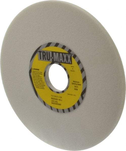 Tru-Maxx - 7" Diam x 1-1/4" Hole x 1/4" Thick, J Hardness, 60 Grit Surface Grinding Wheel - Aluminum Oxide, Type 1, Medium Grade, 3,600 Max RPM, Vitrified Bond, No Recess - Exact Industrial Supply