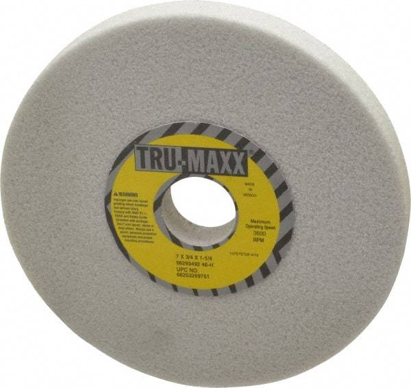 Tru-Maxx - 7" Diam x 1-1/4" Hole x 3/4" Thick, H Hardness, 46 Grit Surface Grinding Wheel - Aluminum Oxide, Type 1, Coarse Grade, 3,600 Max RPM, Vitrified Bond, No Recess - Exact Industrial Supply