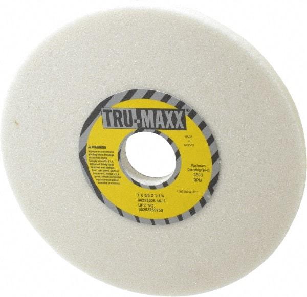 Tru-Maxx - 7" Diam x 1-1/4" Hole x 3/8" Thick, H Hardness, 46 Grit Surface Grinding Wheel - Aluminum Oxide, Type 1, Coarse Grade, 3,600 Max RPM, Vitrified Bond, No Recess - Exact Industrial Supply