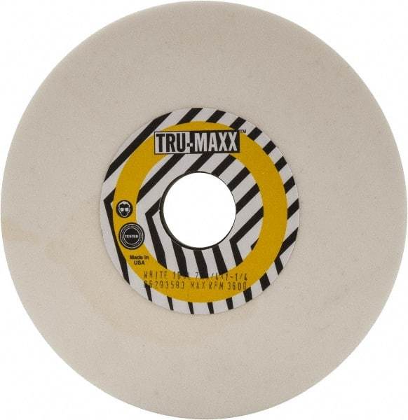 Tru-Maxx - 7" Diam x 1-1/4" Hole x 1/4" Thick, L Hardness, 100 Grit Surface Grinding Wheel - Aluminum Oxide, Type 1, Fine Grade, 3,600 Max RPM, Vitrified Bond, No Recess - Exact Industrial Supply