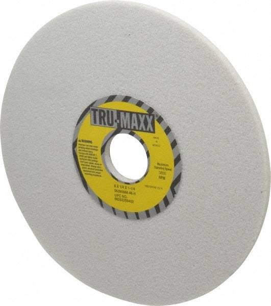 Tru-Maxx - 8" Diam x 1-1/4" Hole x 1/4" Thick, H Hardness, 46 Grit Surface Grinding Wheel - Aluminum Oxide, Type 1, Coarse Grade, 3,600 Max RPM, Vitrified Bond, No Recess - Exact Industrial Supply