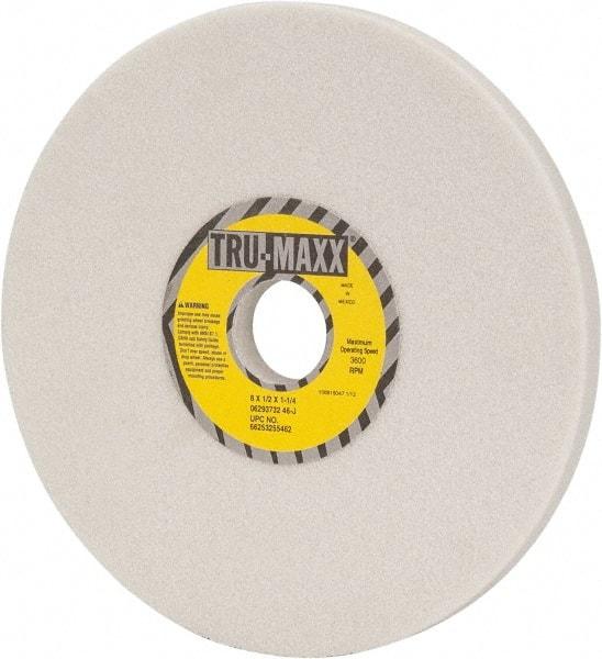Tru-Maxx - 8" Diam x 1-1/4" Hole x 1/2" Thick, J Hardness, 46 Grit Surface Grinding Wheel - Aluminum Oxide, Type 1, Coarse Grade, 3,600 Max RPM, Vitrified Bond, No Recess - Exact Industrial Supply