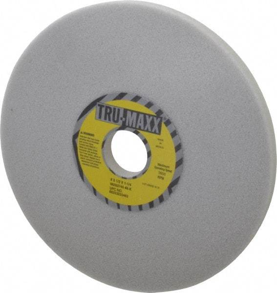 Tru-Maxx - 8" Diam x 1-1/4" Hole x 1/2" Thick, K Hardness, 46 Grit Surface Grinding Wheel - Aluminum Oxide, Type 1, Coarse Grade, 3,600 Max RPM, Vitrified Bond, No Recess - Exact Industrial Supply