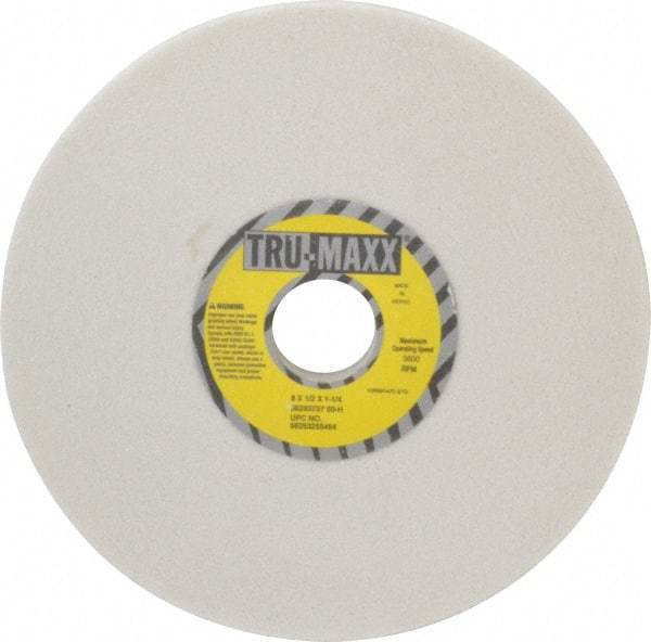 Tru-Maxx - 8" Diam x 1-1/4" Hole x 1/2" Thick, H Hardness, 60 Grit Surface Grinding Wheel - Aluminum Oxide, Type 1, Medium Grade, 3,600 Max RPM, Vitrified Bond, No Recess - Exact Industrial Supply