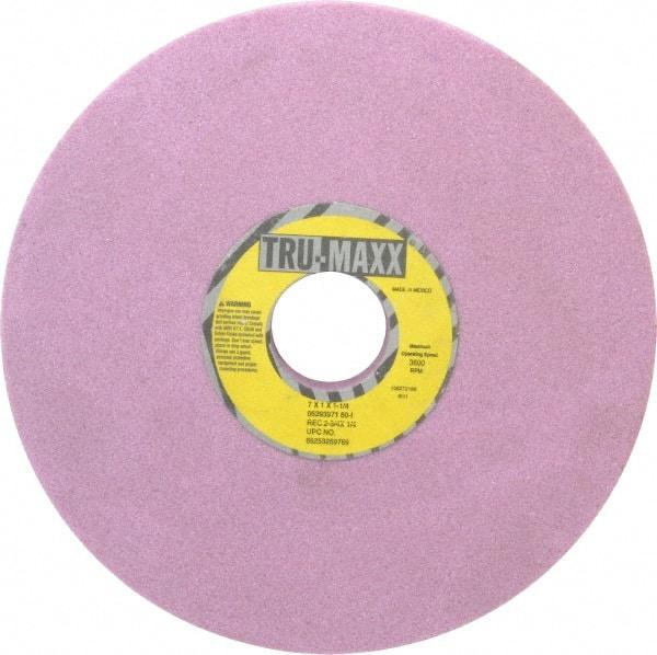 Tru-Maxx - 7" Diam x 1-1/4" Hole x 1" Thick, I Hardness, 60 Grit Surface Grinding Wheel - Aluminum Oxide, Type 5, Medium Grade, 3,600 Max RPM, Vitrified Bond, One-Side Recess - Exact Industrial Supply