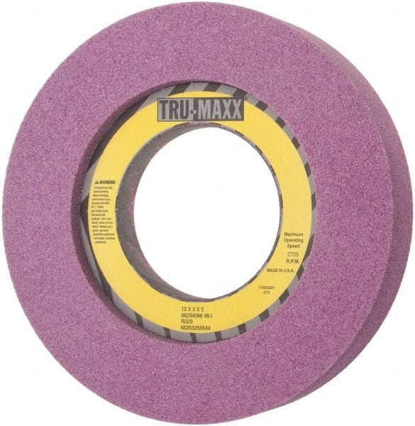 Tru-Maxx - 12" Diam x 5" Hole x 2" Thick, I Hardness, 46 Grit Surface Grinding Wheel - Aluminum Oxide, Type 7, Coarse Grade, 2,705 Max RPM, Vitrified Bond, Two-Side Recess - Exact Industrial Supply