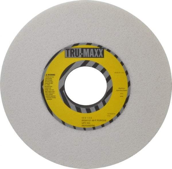 Tru-Maxx - 12" Diam x 3" Hole x 1" Thick, F Hardness, 46 Grit Surface Grinding Wheel - Aluminum Oxide, Type 1, Coarse Grade, 2,070 Max RPM, Vitrified Bond, No Recess - Exact Industrial Supply