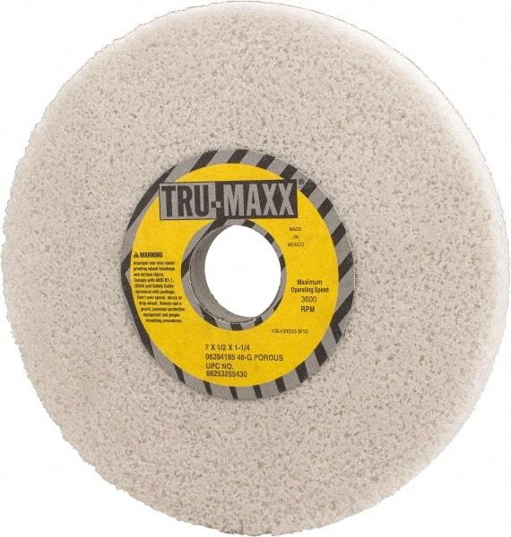 Tru-Maxx - 7" Diam x 1-1/4" Hole x 1/2" Thick, G Hardness, 46 Grit Surface Grinding Wheel - Aluminum Oxide, Type 1, Coarse Grade, 3,600 Max RPM, Vitrified Bond, No Recess - Exact Industrial Supply