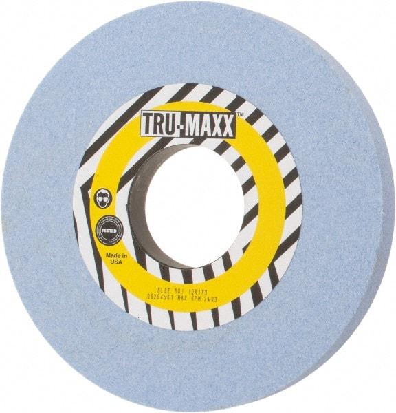 Tru-Maxx - 10" Diam x 3" Hole x 1" Thick, J Hardness, 60 Grit Surface Grinding Wheel - Ceramic, Type 1, Medium Grade, 2,483 Max RPM, Vitrified Bond, No Recess - Exact Industrial Supply