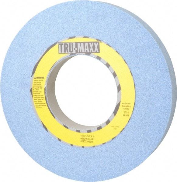 Tru-Maxx - 12" Diam x 5" Hole x 1-1/2" Thick, I Hardness, 46 Grit Surface Grinding Wheel - Ceramic, Type 1, Coarse Grade, 2,705 Max RPM, Vitrified Bond, No Recess - Exact Industrial Supply