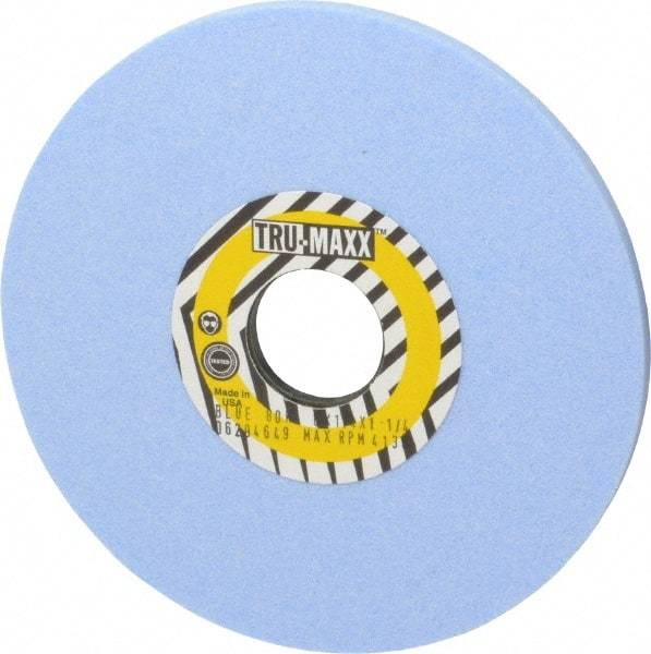 Tru-Maxx - 6" Diam x 1-1/4" Hole x 1/4" Thick, K Hardness, 80 Grit Surface Grinding Wheel - Ceramic, Type 1, Medium Grade, 4,138 Max RPM, Vitrified Bond, No Recess - Exact Industrial Supply