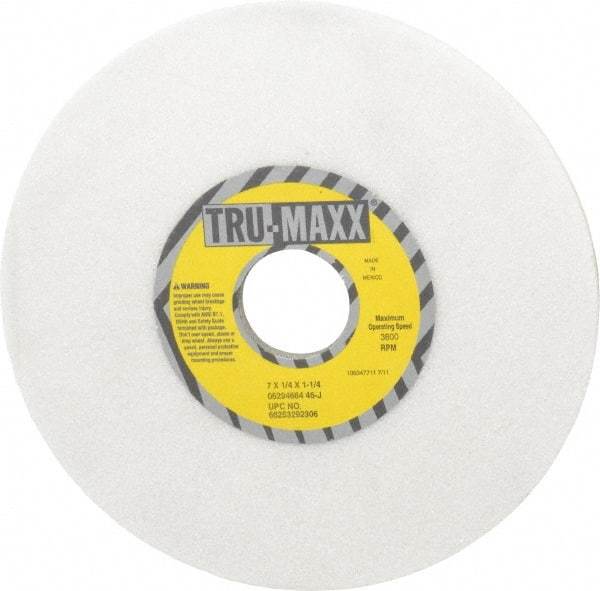 Tru-Maxx - 7" Diam x 1-1/4" Hole x 1/4" Thick, J Hardness, 46 Grit Surface Grinding Wheel - Ceramic, Type 1, Coarse Grade, 3,600 Max RPM, Vitrified Bond, No Recess - Exact Industrial Supply