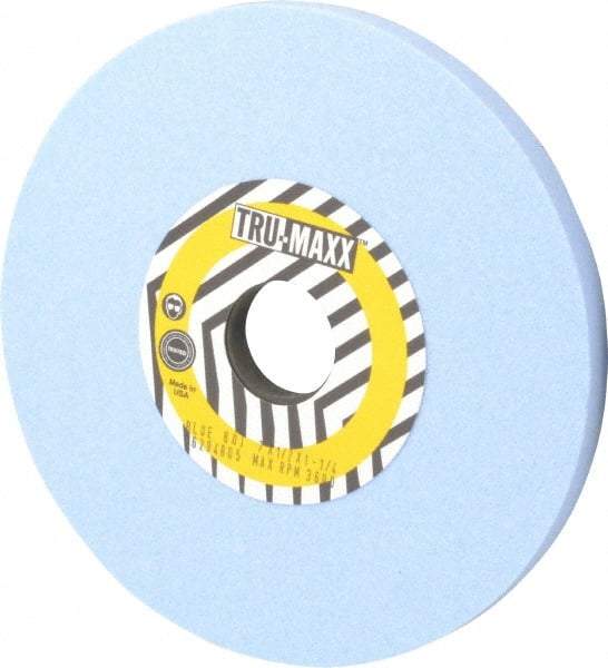 Tru-Maxx - 7" Diam x 1-1/4" Hole x 1/2" Thick, J Hardness, 80 Grit Surface Grinding Wheel - Ceramic, Type 1, Medium Grade, 3,600 Max RPM, Vitrified Bond, No Recess - Exact Industrial Supply