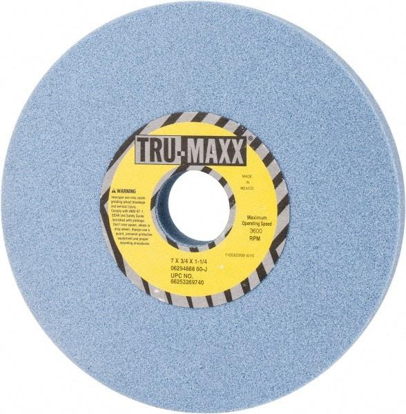 Tru-Maxx - 7" Diam x 1-1/4" Hole x 3/4" Thick, J Hardness, 60 Grit Surface Grinding Wheel - Ceramic, Type 1, Medium Grade, 3,600 Max RPM, Vitrified Bond, No Recess - Exact Industrial Supply