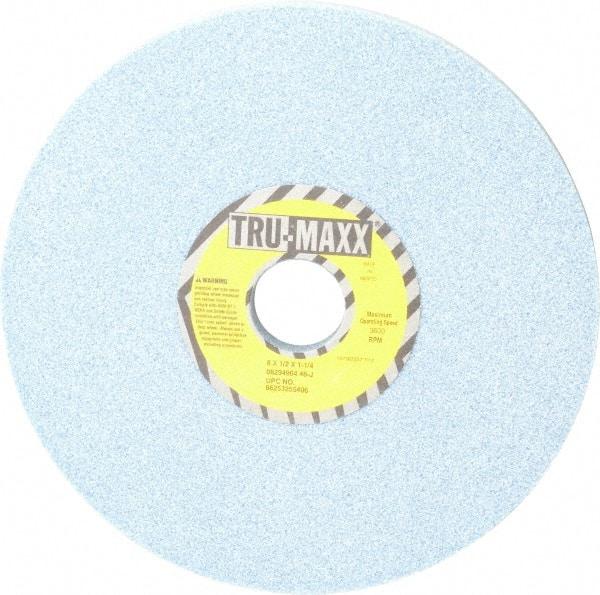 Tru-Maxx - 8" Diam x 1-1/4" Hole x 1/2" Thick, J Hardness, 46 Grit Surface Grinding Wheel - Ceramic, Type 1, Coarse Grade, 3,600 Max RPM, Vitrified Bond, No Recess - Exact Industrial Supply
