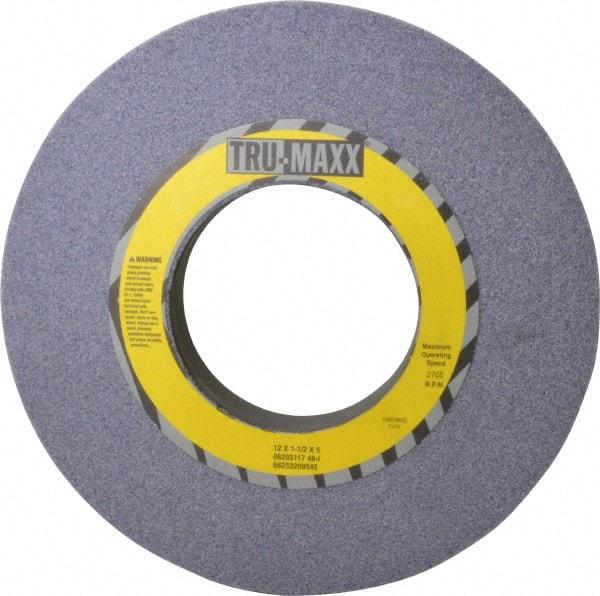 Tru-Maxx - 12" Diam x 5" Hole x 1-1/2" Thick, I Hardness, 46 Grit Surface Grinding Wheel - Aluminum Oxide, Type 1, Coarse Grade, 2,705 Max RPM, Vitrified Bond, No Recess - Exact Industrial Supply