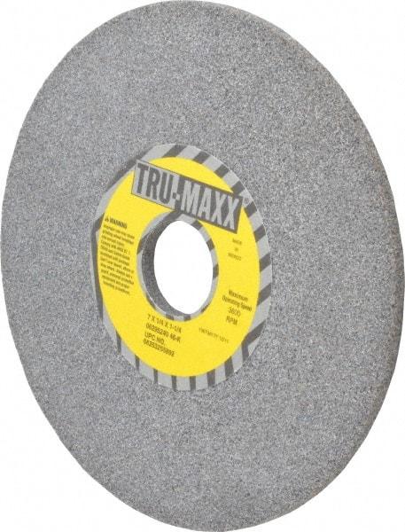 Tru-Maxx - 7" Diam x 1-1/4" Hole x 1/4" Thick, K Hardness, 46 Grit Surface Grinding Wheel - Aluminum Oxide, Type 1, Coarse Grade, 3,600 Max RPM, Vitrified Bond, No Recess - Exact Industrial Supply
