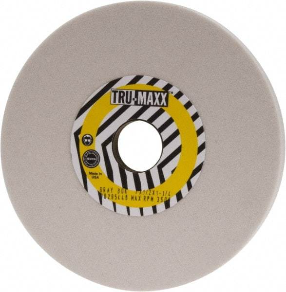 Tru-Maxx - 7" Diam x 1-1/4" Hole x 1/2" Thick, K Hardness, 80 Grit Surface Grinding Wheel - Aluminum Oxide, Type 1, Medium Grade, 3,600 Max RPM, Vitrified Bond, No Recess - Exact Industrial Supply