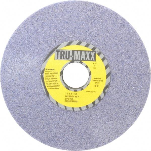 Tru-Maxx - 7" Diam x 1-1/4" Hole x 1" Thick, H Hardness, 46 Grit Surface Grinding Wheel - Aluminum Oxide, Type 1, Coarse Grade, 3,600 Max RPM, Vitrified Bond, No Recess - Exact Industrial Supply