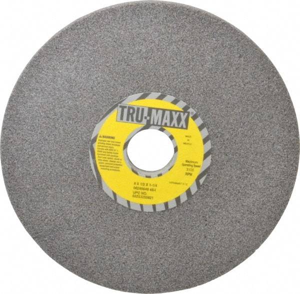 Tru-Maxx - 8" Diam x 1-1/4" Hole x 1/2" Thick, I Hardness, 46 Grit Surface Grinding Wheel - Aluminum Oxide, Type 1, Coarse Grade, 3,105 Max RPM, Vitrified Bond, No Recess - Exact Industrial Supply