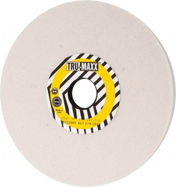 Tru-Maxx - 8" Diam x 1-1/4" Hole x 1/2" Thick, J Hardness, 80 Grit Surface Grinding Wheel - Aluminum Oxide, Type 1, Medium Grade, 3,600 Max RPM, Vitrified Bond, No Recess - Exact Industrial Supply