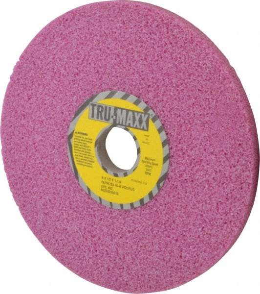 Tru-Maxx - 8" Diam x 1-1/4" Hole x 1/2" Thick, H Hardness, 46 Grit Surface Grinding Wheel - Aluminum Oxide, Type 1, Coarse Grade, 3,600 Max RPM, Vitrified Bond, No Recess - Exact Industrial Supply