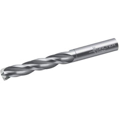 Screw Machine Length Drill Bit: 0.4646″ Dia, 150 °, Solid Carbide Bright/Uncoated, Right Hand Cut, Spiral Flute, Straight-Cylindrical Shank, Series A1166