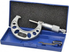 Value Collection - 1 to 2" Range, 0.0001" Graduation, Mechanical Outside Micrometer - Ratchet Stop Thimble, Accurate to 0.0001" - Exact Industrial Supply