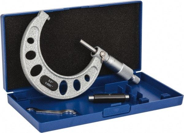 Value Collection - 2 to 3" Range, 0.0001" Graduation, Mechanical Outside Micrometer - Ratchet Stop Thimble, Accurate to 0.0001" - Exact Industrial Supply