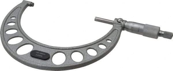 Value Collection - 100 to 125mm Range, 0.01mm Graduation, Mechanical Outside Micrometer - Ratchet Stop Thimble, Accurate to 0.006mm - Exact Industrial Supply