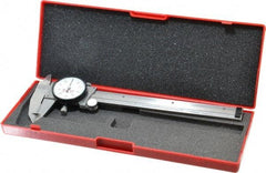 Starrett - 0" to 6" Range, 0.001" Graduation, 0.1" per Revolution, Dial Caliper - White Face, 1-1/2" Jaw Length, Accurate to 0.0010" - Exact Industrial Supply