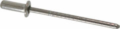 RivetKing - Size 43 Dome Head Stainless Steel Closed End Sealing Blind Rivet - Stainless Steel Mandrel, 0.126" to 0.187" Grip, 1/4" Head Diam, 0.129" to 0.133" Hole Diam, 0.422" Length Under Head, 1/8" Body Diam - Exact Industrial Supply