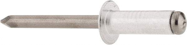 RivetKing - Size 88 Dome Head Aluminum Open End Blind Rivet - Steel Mandrel, 0.376" to 1/2" Grip, 1/2" Head Diam, 0.257" to 0.261" Hole Diam, 3/4" Length Under Head, 1/4" Body Diam - Exact Industrial Supply