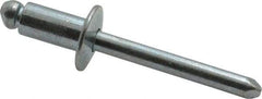 RivetKing - Size 84 Dome Head Steel Open End Blind Rivet - Steel Mandrel, 0.02" to 1/4" Grip, 1/2" Head Diam, 0.257" to 0.261" Hole Diam, 1/2" Length Under Head, 1/4" Body Diam - Exact Industrial Supply