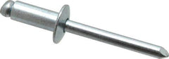 RivetKing - Size 86 Dome Head Steel Open End Blind Rivet - Steel Mandrel, 0.251" to 3/8" Grip, 1/2" Head Diam, 0.257" to 0.261" Hole Diam, 5/8" Length Under Head, 1/4" Body Diam - Exact Industrial Supply