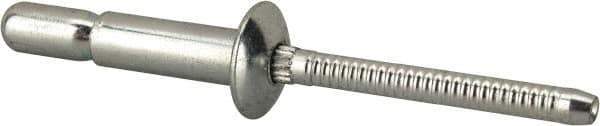 RivetKing - Size 67 Dome Head Steel Structural with Locking Stem Blind Rivet - Steel Mandrel, 0.214" to 0.437" Grip, 0.385" Head Diam, 0.194" to 0.204" Hole Diam, 0.572" Length Under Head, 3/16" Body Diam - Exact Industrial Supply